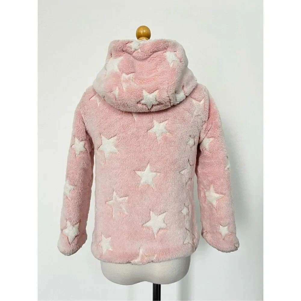 Me Jane Girls 4 Hooded Star Appliqué Faux Fur Jacket Coat